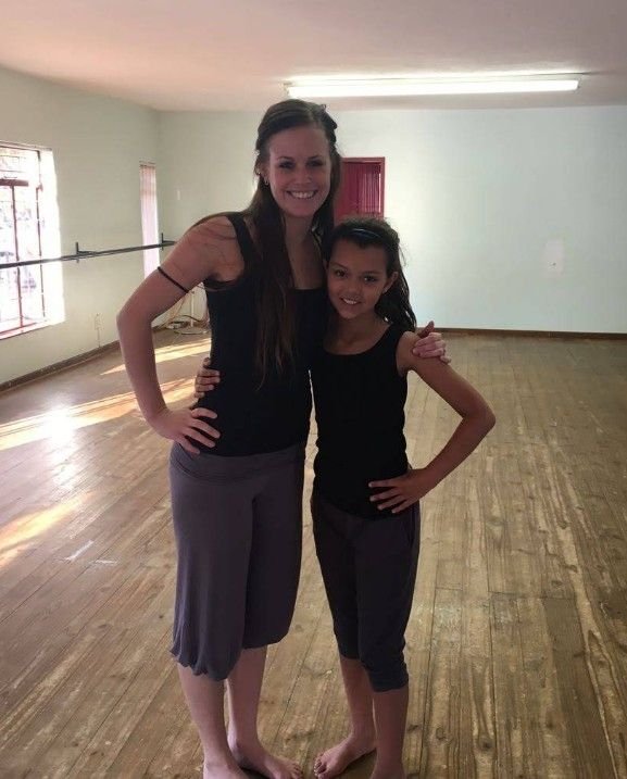 Lizelle with one of her students in the first studio