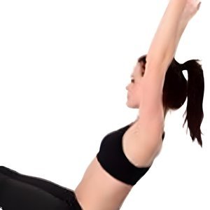 A woman performing a Pilates exercise on a mat